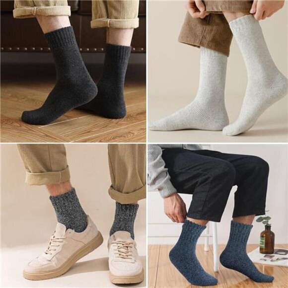 Wool Socks Men's Thick 5 Pairs Thermal Warm Winter Men Super Soft Cozy Boot Cold - Picture 6 of 7